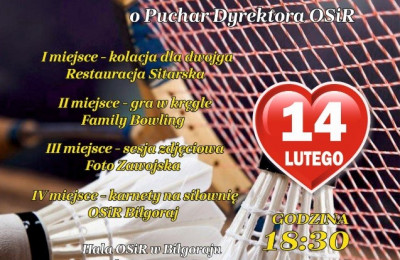 Zapraszamy na VII Walentynkowy Turniej Badmintona Mikstów