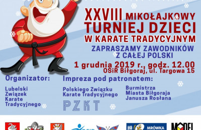 Zapaszmy na XXVIII Mikołajkowy Turniej Dzieci w Karate Tradycyjnym. 